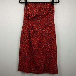 The Limited orange cheetah print strapless dress-6